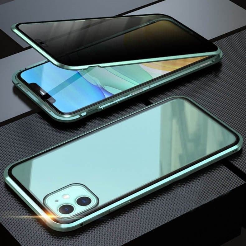 ✨ Magnetska maskica za iPhone s zatamnjenim staklom i metalnim okvirom 📱🔒